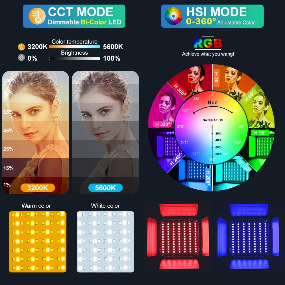 ضوء فيديو LED RGB مع تحكم عبر  - مراجعة Photography Youtube وسعره